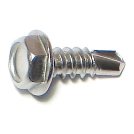 Midwest Fastener Self-Drilling Screw, #8 x 1/2 in, Zinc Plated Stainless Steel Flange Hex Head External Hex Drive 09842